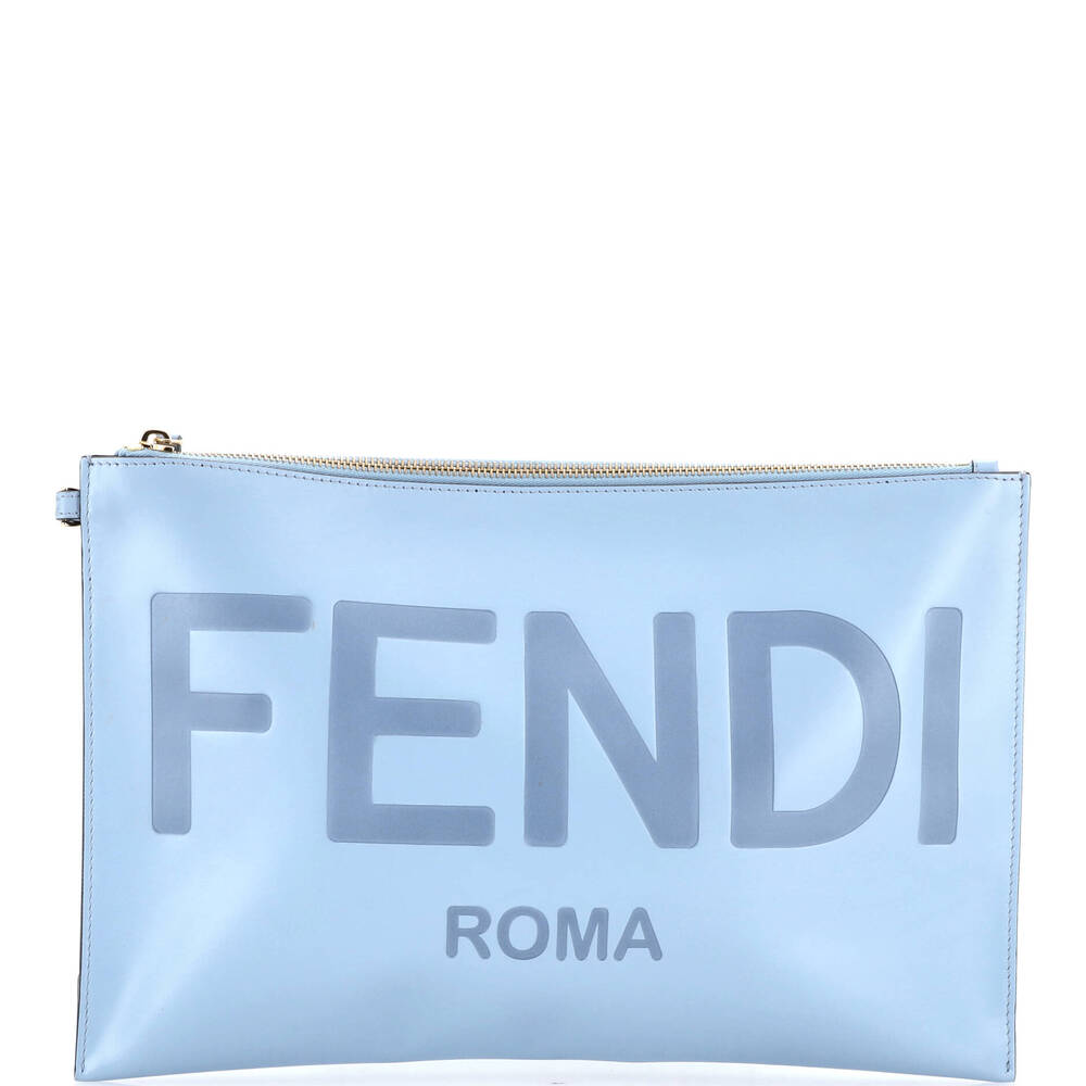 Fendi Logo Flat Wristlet Pouch Embossed #245681F12B